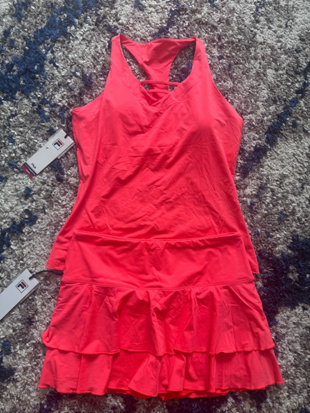 Fila Orange Tennis tank top with Ruffle Skirt New With tags size XLarge